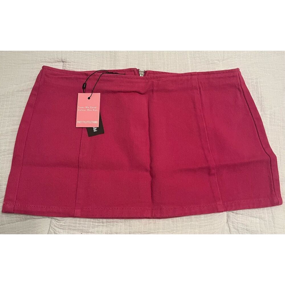 PrettyLittleThing Pink Micro Mini Denim Skirt NEW NWT